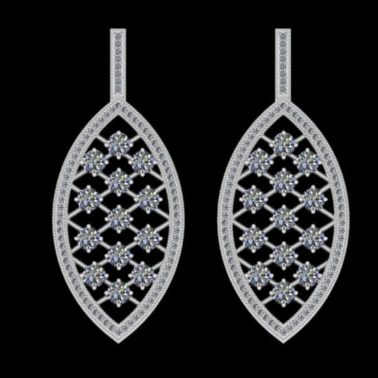 5.61 Ctw VS/SI1 Diamond 10K White Gold Dangling Earrings