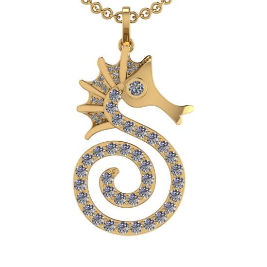 2.56 Ctw VS/SI1 Diamond Prong Set 14k Yellow Gold Creature Pandant (ALL DIAMOND ARE LAB GROWN )