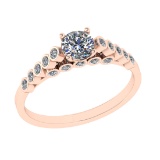 0.80 Ctw SI2/SI1 Diamond 14k Rose Gold Engagement Ring (ALL DIAMOND ARE LAB GROWN) (ALL DIAMOND ARE