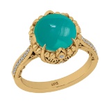 7.07 Ctw I2/I3 Emerald And Diamond 14K Yellow Gold Engagement Ring