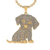 2.83 Ctw VS/SI1 Diamond 14K Yellow Gold Dog Necklace(ALL DIAMOND ARE LAB GROWN )