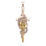 0.25 Ctw VS/SI1 Diamond 14k Rose Gold skull theme Two Tone Pendant (ALL DIAMOND ARE LAB GROWN )