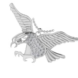 0.42 Ctw VS/SI1 Diamond 10K White Gold Bird theme Eagle Pendant (ALL DIAMOND ARE LAB GROWN) (ALL DIA