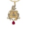 4.41 Ctw VS/SI1 Ruby and Diamond Prong Set 14K Yellow Gold Pendant (ALL DIAMOND ARE LAB GROWN) (ALL