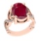 3.68 Ctw VS/SI1 Ruby and Diamond Prong Set 14K Rose Gold Engagement Ring (ALL DIAMOND ARE LAB GROWN)