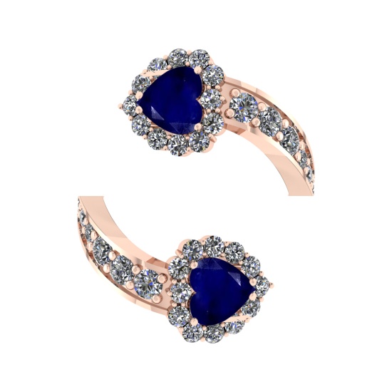 4.24 Ctw VS/SI1 Blue Sapphire and Diamond14K Rose Gold Engagement Ring