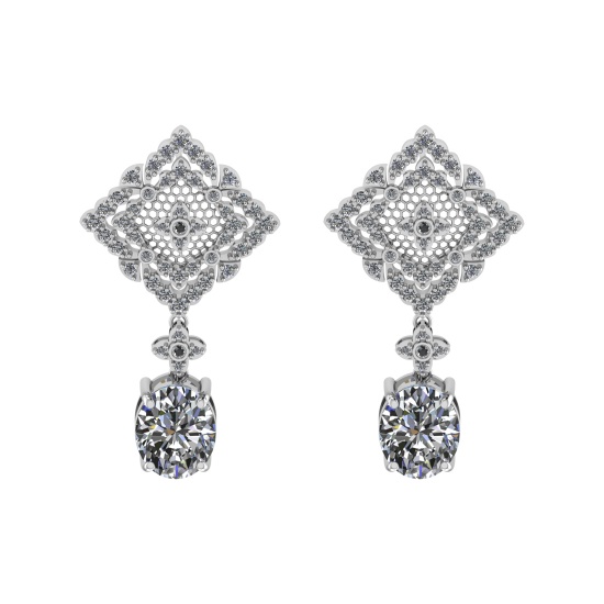 12.19 Ctw VS/SI1 Diamond Prong Set 14K white Gold Dangle Stud Earrings (ALL DIAMOND ARE LAB GROWN) (