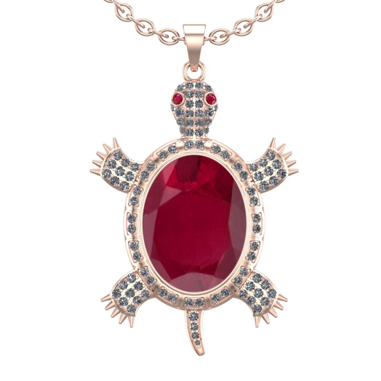 9.20 Ctw VS/SI1 Ruby and Diamond 14K Rose Gold Pendant (ALL DIAMOND ARE LAB GROWN) (ALL DIAMOND ARE