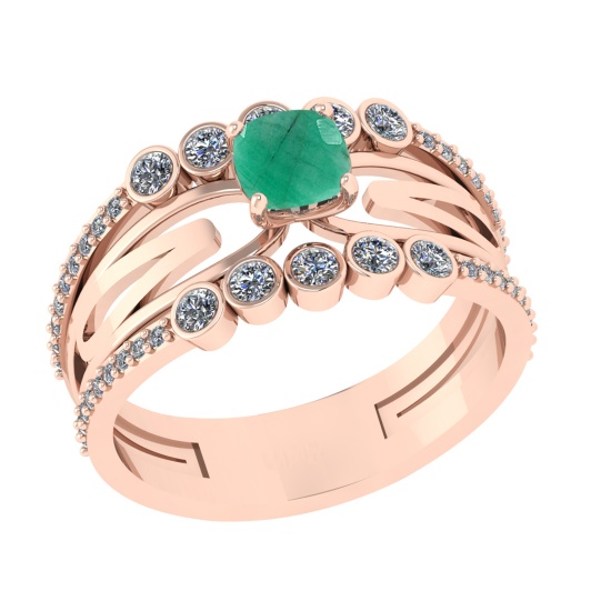 1.03 Ctw VS/SI1 Emerald and Diamond 14k Rose Gold Engagement Ring (ALL DIAMOND ARE LAB GROWN) (ALL D