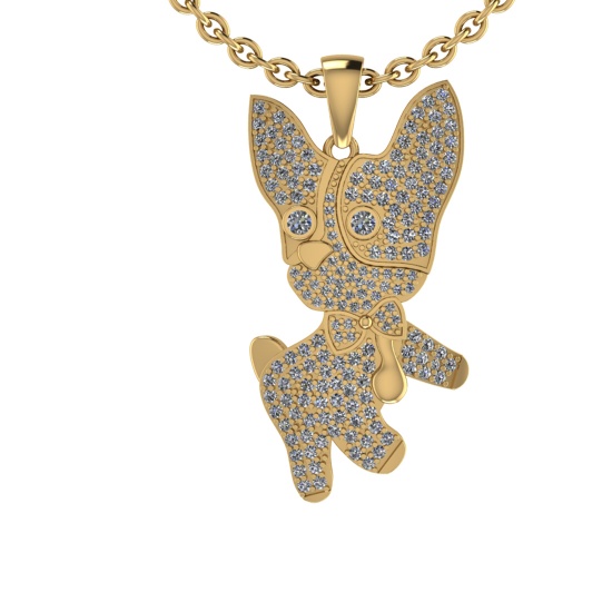 1.31 Ctw SI2/SI1 Diamond Style Prong Set 18K Yellow Gold chinese year of the Dog Necklace (ALL DIAMO