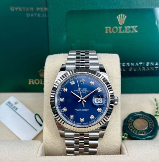 Rolex Oysterpepetual Datejust Fluted Jubilee 41mm Diamond Dial Comes With Box & Papers
