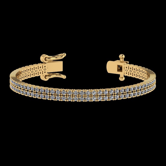 3.48 Ctw VS/SI1 Diamond 14K Yellow Gold 2 Row Bracelet (ALL DIAMOND ARE LAB GROWN )