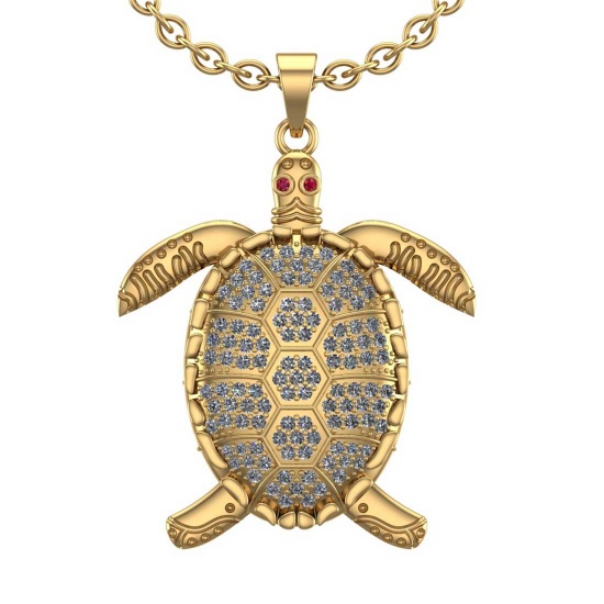 0.92 Ctw VS/SI1 Diamond 10K Yellow Gold Pendant (ALL DAMONDS ARE LAB GROWN)
