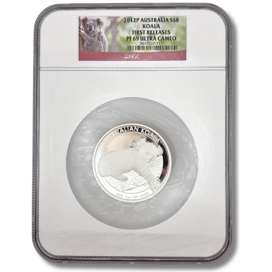 Certified 2012P Australia 5 oz Silver Koala PF69 Ultra Cameo First Releases NGC