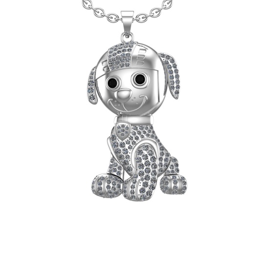 2.93 Ctw VS/SI1 Treated Fancy Black and white Diamond 14K White Gold Hip Hop Style Necklace (ALL DIA