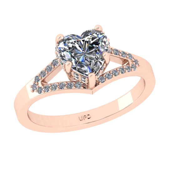 1.22 Ctw VS/SI1 Diamond 10K Rose Gold Engagement Halo Ring(ALL DAMONDS ARE LAB GROWN)