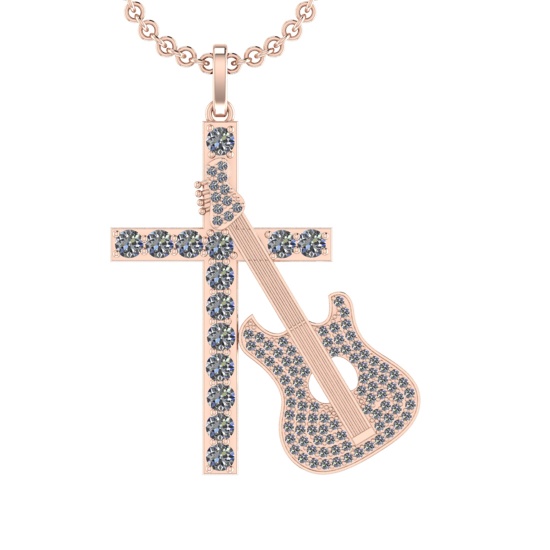2.37 Ctw SI2/SI1 Diamond 14k Rose Gold musical instruments theme Pendant (ALL DIAMOND ARE LAB GROWN)