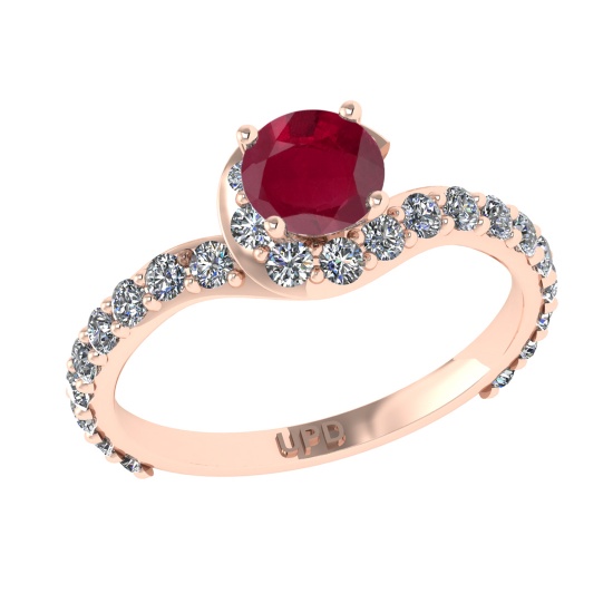 1.67 Ctw VS/SI1 Ruby and Diamond 14k Rose Gold Engagement Ring (ALL DIAMOND ARE LAB GROWN) (ALL DIAM