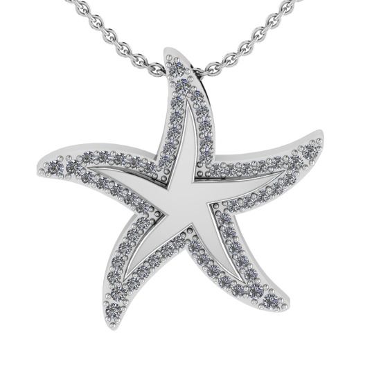 0.33 Ctw VS/SI1 Diamond 14k white Gold Star Pendant (ALL DIAMOND ARE LAB GROWN)