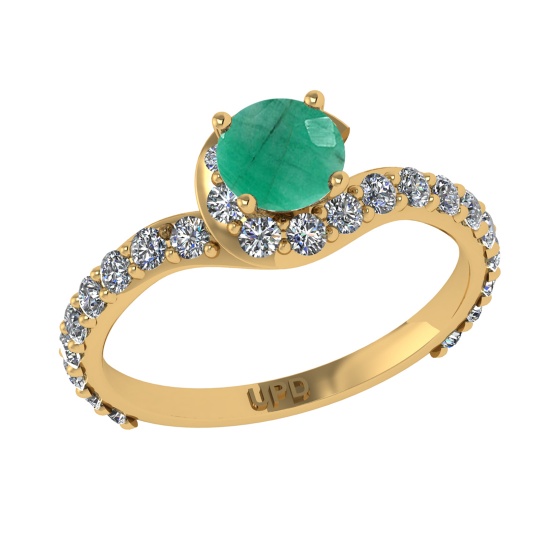 1.67 Ctw VS/SI1 Emerald and Diamond 14k Yellow Gold Engagement Ring (ALL DIAMOND ARE LAB GROWN) (ALL
