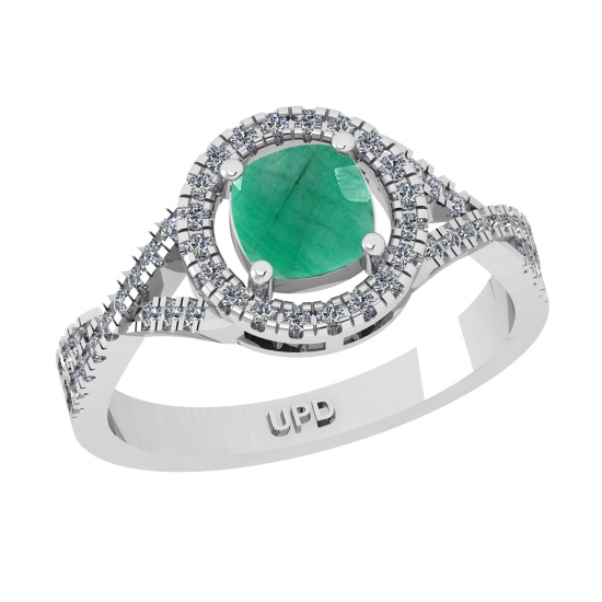 1.65 Ctw VS/SI1 Emerald and Diamond 14k white Gold Engagement Ring (ALL DIAMOND ARE LAB GROWN) (ALL