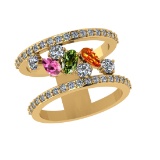 1.72 Ctw VS/SI1 Multi Sapphire and Diamond 14k Yellow Gold Engagement Ring (ALL DIAMOND ARE LAB GROW