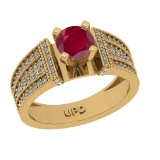 1.26 Ctw VS/SI1 Ruby and Diamond 14k Yellow Gold Engagement Ring (ALL DIAMOND ARE LAB GROWN) (ALL DI