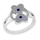0.27 Ctw VS/SI1 Blue Sapphire and Diamond 14k white Gold Engagement Ring (ALL DIAMOND ARE LAB GROWN)