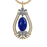 28.49 Ctw VS/SI1 Tanzanite and Diamond 14K Yellow Gold Pendant
