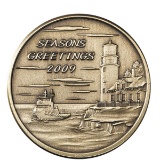 Christmas 2009 Bronze Round X-15 Season's Greetings (with ornament holder)