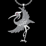 12.90 Ctw VS/SI1 Diamond 10k White Gold Birds theme Pendant (ALL DIAMOND ARE LAB GROWN)