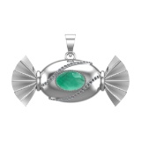 4.94 Ctw VS/SI1 Emerald and Diamond 14k white Gold Pandant (ALL DIAMOND ARE LAB GROWN) (ALL DIAMOND