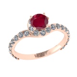 1.67 Ctw VS/SI1 Ruby and Diamond 14k Rose Gold Engagement Ring (ALL DIAMOND ARE LAB GROWN) (ALL DIAM