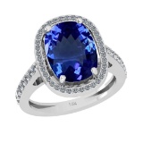 5.26 Ctw VS/SI1 Tanzanite And Diamond 18k White Gold Cocktail Ring