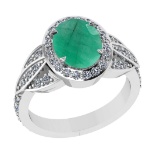 3.26 Ctw VS/SI1 Emerald and Diamond 14k white Gold Engagement Ring (ALL DIAMOND ARE LAB GROWN)