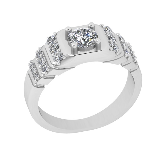 0.84 Ctw VS/SI1 Diamond 10K White Gold Engagement Ring (ALL DIAMOND ARE LAB GROWN) (ALL DIAMOND ARE
