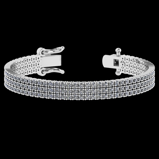 4.92 Ctw VS/SI1 Diamond 14K White Gold 3 Row Bracelet (ALL DIAMOND ARE LAB GROWN )