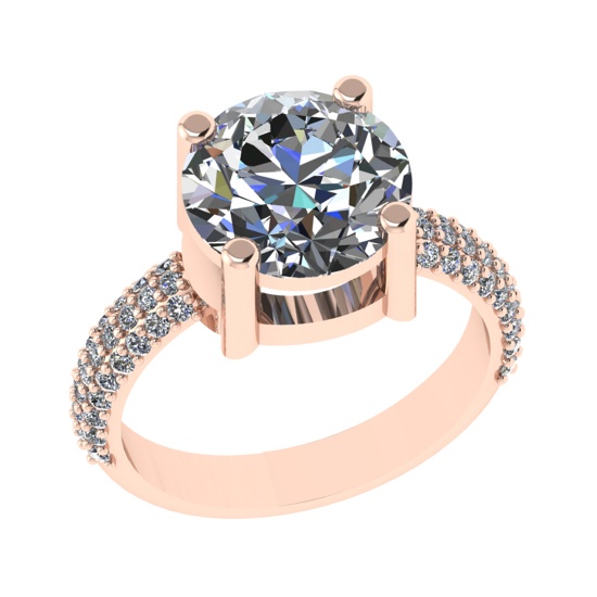 4.30 Ctw SI1/SI2 Diamond 14k Rose Gold Engagement Ring (ALL DIAMOND ARE LAB GROWN) (ALL DIAMOND ARE
