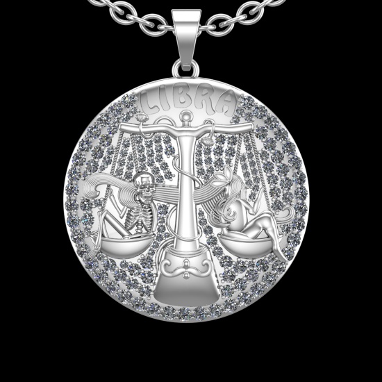 3.86 Ctw VS/SI1 Diamond 10K White Gold Sodiac Sign theme Pendant (ALL DIAMOND ARE LAB GROWN )