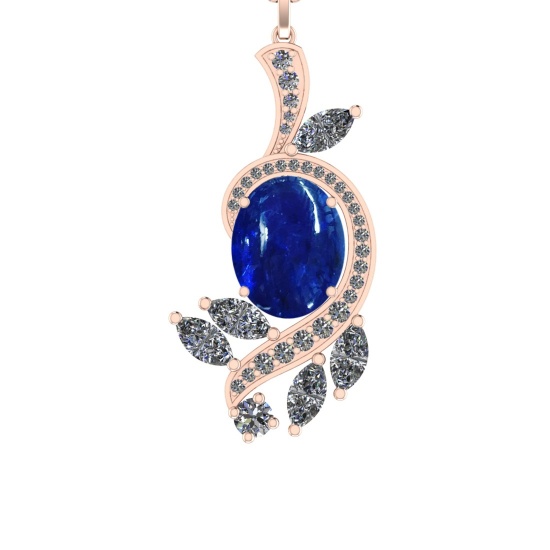 49.08 Ctw SI1/SI2 Tanzanite and Diamond 14k Rose Gold Pandant (ALL DIAMOND ARE LAB GROWN) ( (ALL DIA