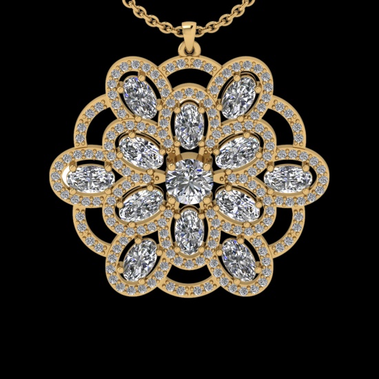 4.28 Ctw VS/SI1 Diamond 18K Yellow Gold Necklace (ALL DIAMOND ARE LAB GROWN )
