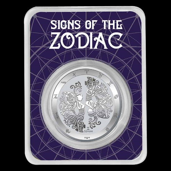 2021 Tokelau 1 oz Silver Zodiac Series: Gemini BU (In Holder)