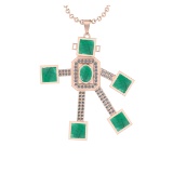 7.65 Ctw VS/SI1 Emerald and Diamond 14K Rose Gold Necklace(ALL DIAMOND ARE LAB GROWN )