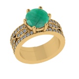 3.47 Ctw VS/SI1 Emerald and Diamond 14k Yellow Gold Engagement Ring (ALL DIAMOND ARE LAB GROWN)