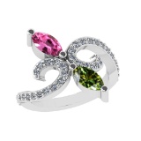 1.45 Ctw VS/SI1 Multi Sapphire and Diamond 14k white Gold Engagement Ring (ALL DIAMOND ARE LAB GROWN