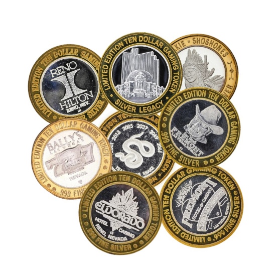 Assorted $10 Casino Gaming Token .999 Silver