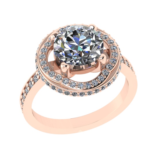 3.12 Ctw VS/SI1 Diamond Prong Set 14k Rose Gold Engagement Ring (ALL DIAMOND ARE LAB GROWN )