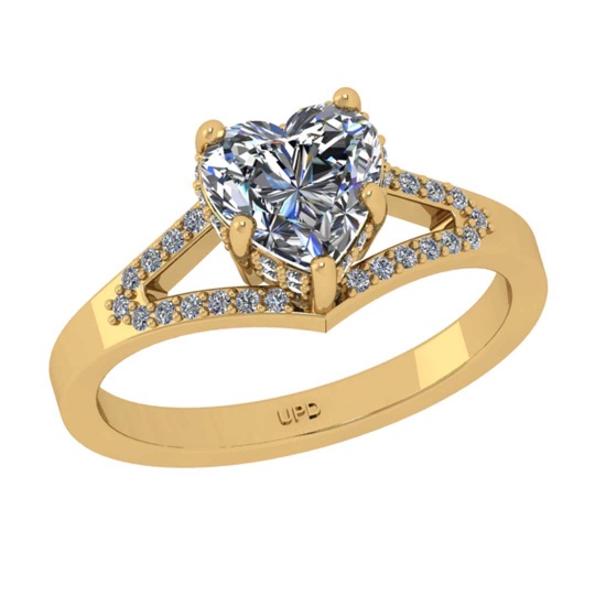1.22 Ctw VS/SI1 Diamond 10K Yellow Gold Engagement Halo Ring(ALL DAMONDS ARE LAB GROWN)
