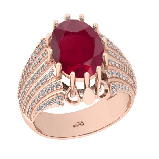 5.06 Ctw VS/SI1 Ruby And Diamond 14K Rose Gold Engagement Ring