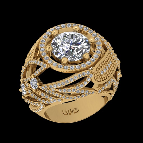 4.60 Ctw VS/SI1 Diamond 14K Yellow Gold Engagement Ring(ALL DAMONDS ARE LAB GROWN)